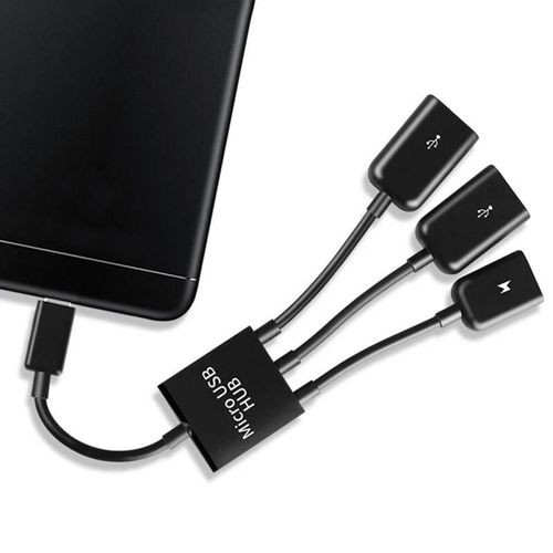 Répartiteur de câble HUB 3 en 1 Micro USB type c vers 2 ports OTG, convertisseur adaptateur Micro USB type c pour clavier de tablette Android