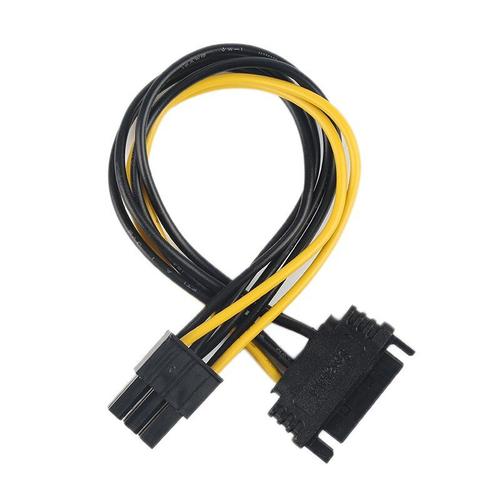Adaptateur d'alimentation pour carte vidéo PCI Express SATA 15 à 6 broches, câble léger de 20cm, 18 fils en cuivre