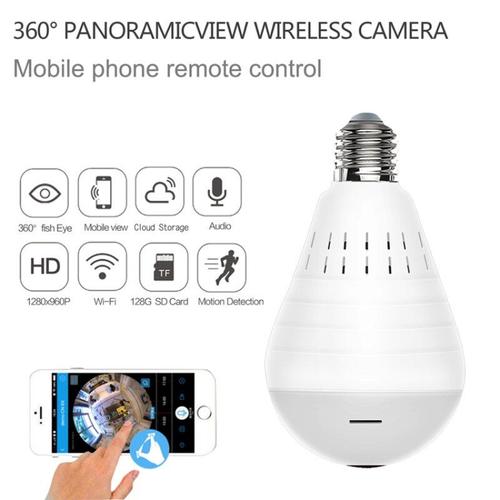 Caméra de Surveillance panoramique IP Wifi 360 P HD 960, dispositif de sécurité domestique sans fil, avec ampoule, CCTV, réseau Fisheye
