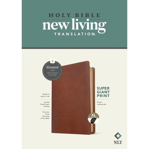 Nlt Super Giant Print Bible, Filament Enabled (Leatherlike, Brown, Indexed, Red Letter)