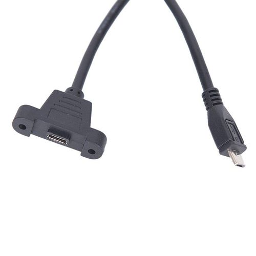 Connecteur Micro USB 2.0 mâle vers Micro USB 2.0 femelle, câble d'extension 30cm 50cm avec vis trou de montage du panneau
