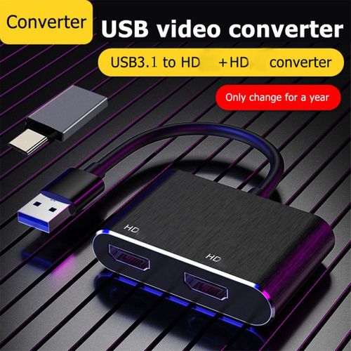 Adaptateur USB 3.0 vers double HDMI pour Triple affichage, convertisseur USB C, Port d'affichage pour MacBook Air 13 Surface Pro 4