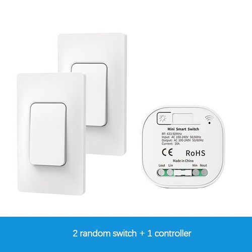 Interrupteur à télécommande auto alimenté, contrôleur Rf433, câblage gratuit et autocollants gratuits, panneau de commande à distance sans fil US pour la maison