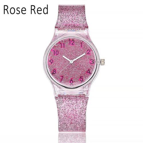 montre Quartz pour femmes brillante bracelet en Silicone