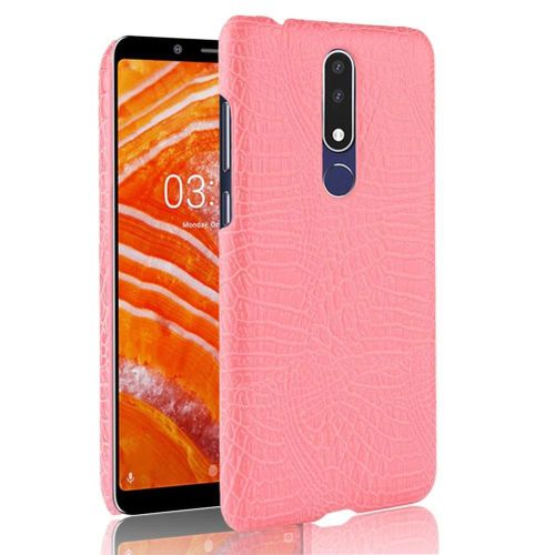 Classique Élégant Étui Pour Nokia 3.1 Plus Mode Classique D'alligator Compatibilité Housse De Protection Anti Éraflure - Couleur Rose