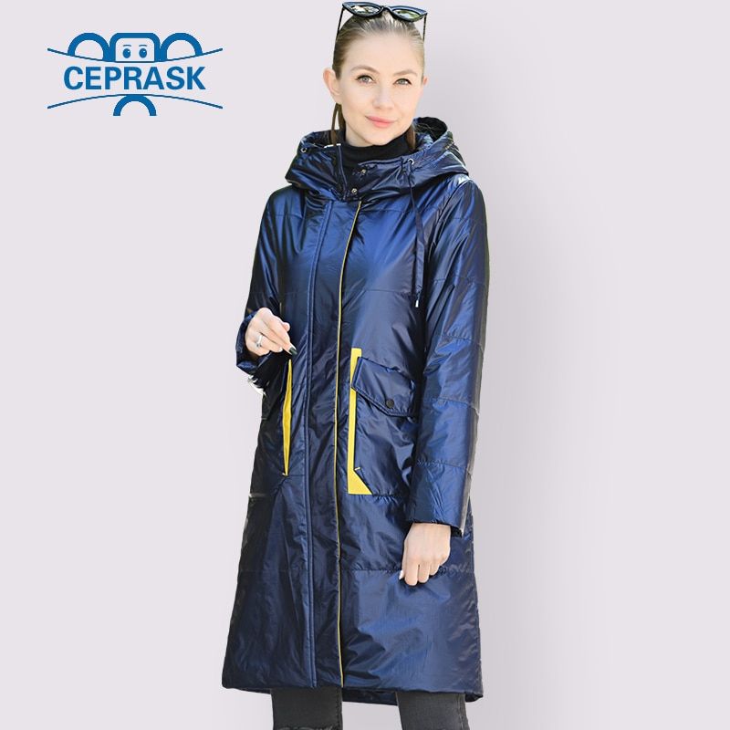 Manteau Parka mince pour femme vestes Long grande taille tissu