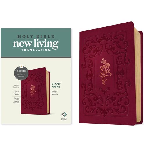 Nlt Giant Print Bible, Filament Enabled (Leatherlike, Cranberry Flourish, Red Letter)