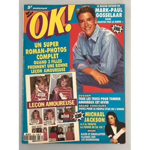 Ok ! Âge Tendre 836 Janv 1992 Mark-Paul Gosselaar Michael Jackson Claude François Junior Le Minitel