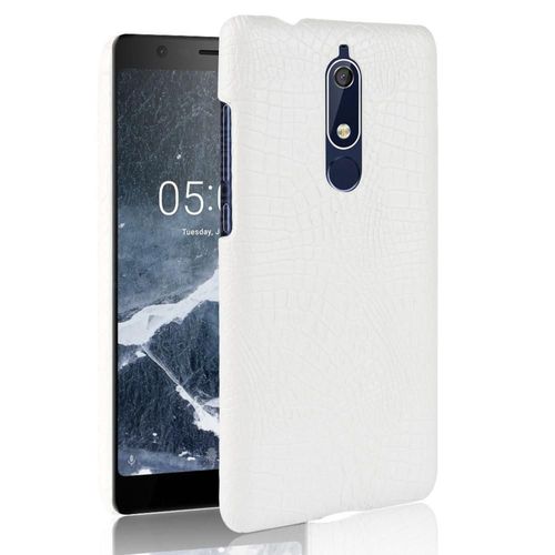 Classique Élégant Étui Pour Nokia 5.1 Compatibilité Anti Éraflure Mode Classique D'alligator Housse De Protection - Blanc