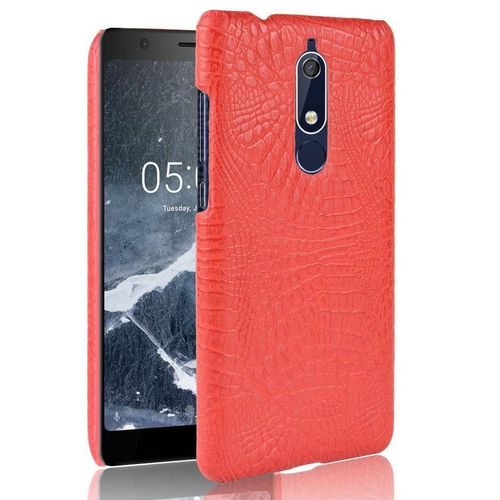 Classique Élégant Étui Pour Nokia 5.1 Compatibilité Anti Éraflure Mode Classique D'alligator Housse De Protection - Rouge