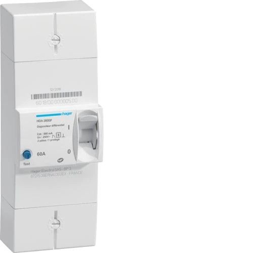 Hager HDA260SF Disjoncteur de branchement différentiel 2P 60A 500mA selectif