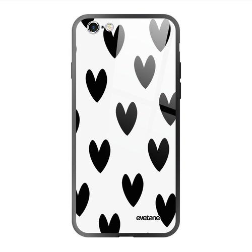 Coque Iphone 6/6s Coque Soft Touch Glossy Coeurs Noirs Design Evetane