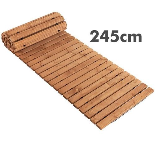 Costway Allée De Jardin En Bois Roulant 245 Cm-Résistante Aux Intempéries 55x4,5cm Avec Fil D'acier Texture Antidérapante Pour Cour