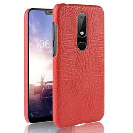Classique Élégant Étui Pour Nokia 6.1 Plus /Nokia X6 Compatibilité Anti Éraflure Mode Classique D'alligator Housse De Protection - Rouge