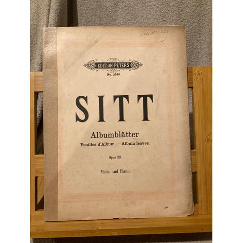 Sitt Feuilles D'album Pour Alto Et Piano Opus 39 Partition Éd. Peters N°2549