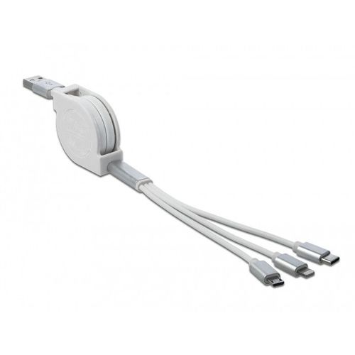 Delock Ladek.usb-ac/lightn./micro-usb | 85850 Aufrollkabel, Auszie