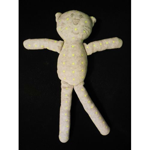 Doudou Chat Bout'chou Gris Étoiles Jaunes
