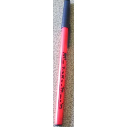 Stylo À Bille Simple De L'ifaw Avec Une Petite Frise D'animaux - Corps En Plastique Rose Orangé Et Capuchon Bleu Marine - Encre Noire - Plus Pour Le Décor Que Pour L'écriture