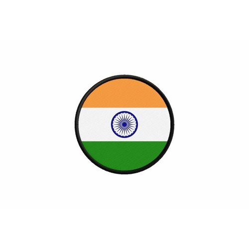 Patch Ecusson Drapeau Inde Indien Imprime Thermocollant Rond Cocarde