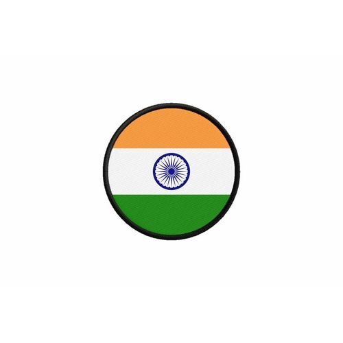 Patch Ecusson Drapeau Inde Indien Imprime Thermocollant Rond Cocarde