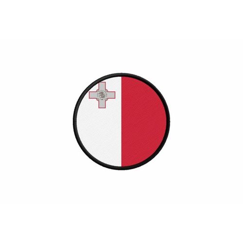 Patch Ecusson Drapeau Malte Imprime Thermocollant Rond Cocarde