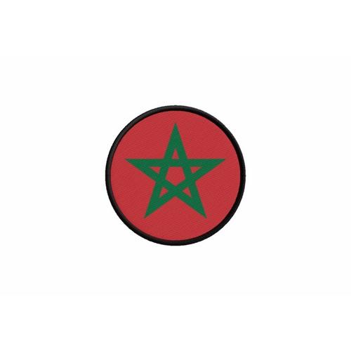 Patch Ecusson Drapeau Maroc Marocain Imprime Thermocollant Rond Cocarde