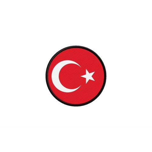 Patch Ecusson Drapeau Turquie Turcque Imprime Thermocollant Rond Cocarde