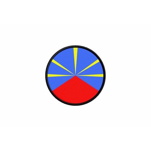 Patch Ecusson Drapeau Ile De La Reunion Imprime Thermocollant Rond Cocarde