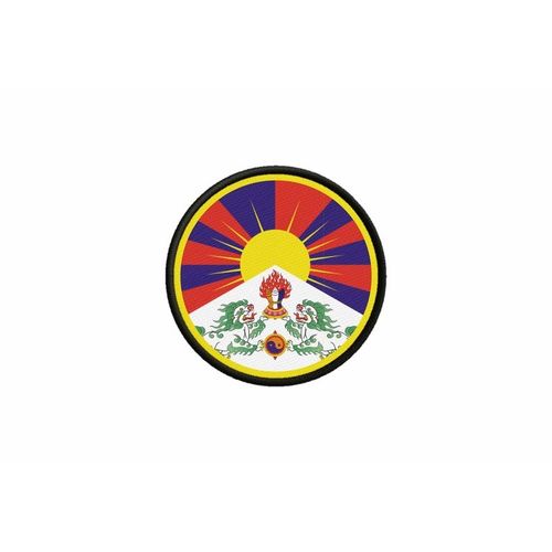 Patch Ecusson Drapeau Tibet Tibetain Imprime Thermocollant Rond Cocarde
