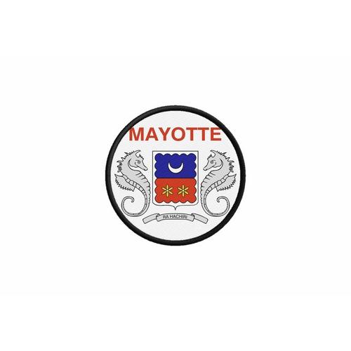 Patch Ecusson Drapeau Mayotte Imprime Thermocollant Rond Cocarde