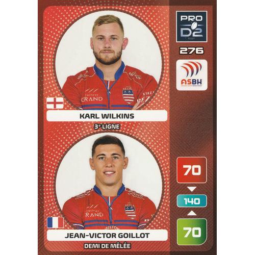 N° 276 - Carte Panini Adrenalyn Xl - Rugby 2020 / 2021 - Pro D2 - Wilkins / Goillot - As Beziers Herault