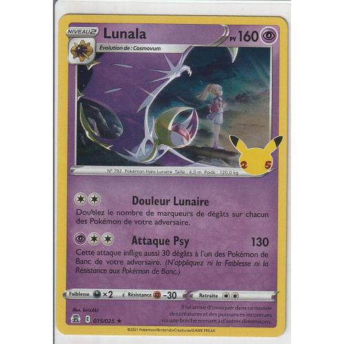 Carte Pokemon - Lunala - 015/025 - Holo - Édition Célébrations - 25 Ans