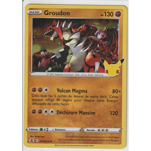 Carte Pokemon - Groudon - 017/025 - Holo - Édition Célébrations - 25 Ans