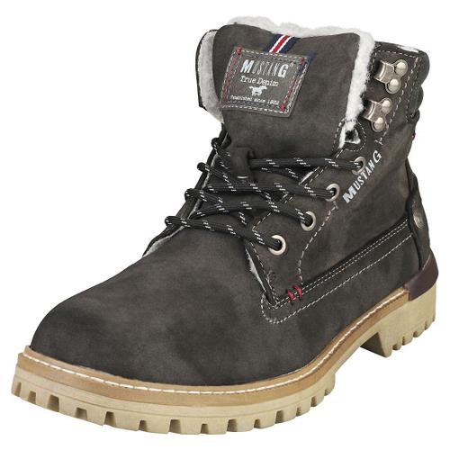 Mustang Lace Up Side Zip Homme Bottes Chukka Gris