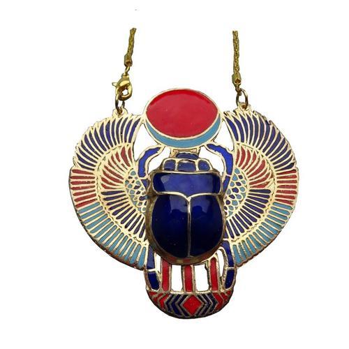 Pendentif Egyptien Scarabée Et Sa Chaîne. Taille Xxl