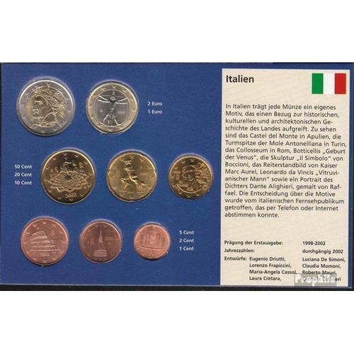 Italie 2002 Série De Monnaies Fleur De Coin 2002 Euro-Première Émission