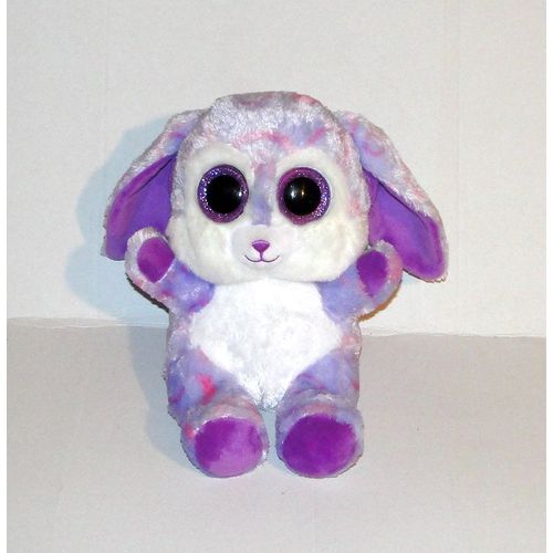 Doudou Lapin Rose Mauve Blanc Aux Yeux Paillettes Blickfanger - Peluche Lapinou Style Yoohoo 18 Cm Assis