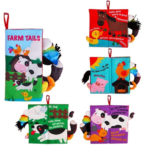 Livre Tissu Bébé Eveil, Livres Bebe 0 À 3 Ans Sonore Toucher, Mon Petit Livre D'activités Interactif (Vache)