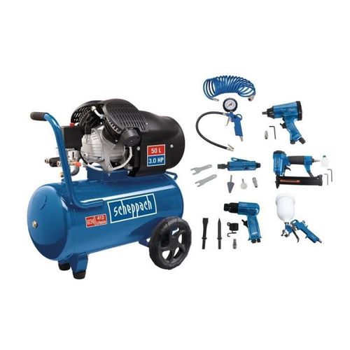 Compresseur bicylindre SCHEPPACH 50L - 10 bar - HC55DC (set d'accessoires)