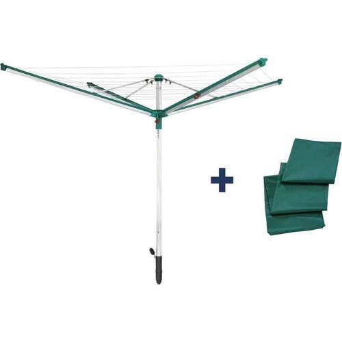 Séchoir parapluie Linomatic 500 Deluxe Cover 82007 Leifheit - Etendoir extérieur rotatif 50 metres- Fils rétractables douille housse