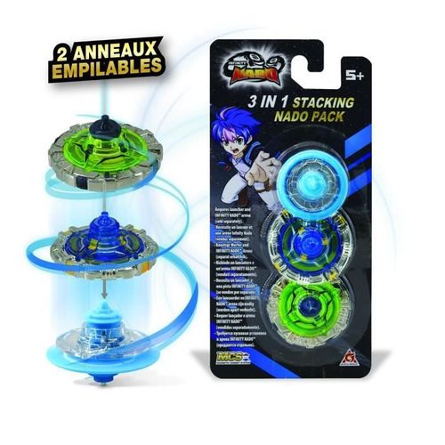 Infinity Nado  Toupie Nado Et 2 Anneaux Empilables  Pack 3 En 1 Exclusif Avec 1 Mini Toupie Bleue Et 2 Anneaux Infinity Nado Empil
