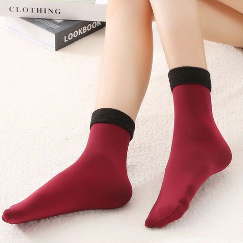 Shop-Story - Flanor Red : Chaussettes Thermiques En Cachemire Rouge Taille Unique
