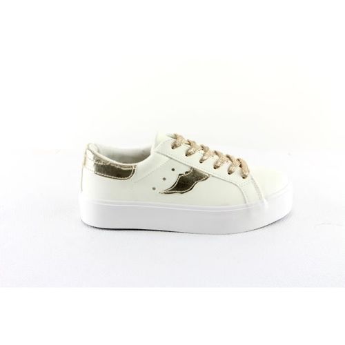 Biscote Sneakers Compensées Motif Sur Le Côté Or Femme