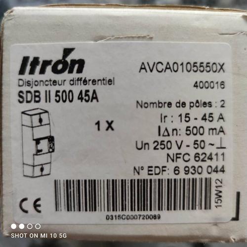 Itron disjoncteur différentiel Sdb 500 45 A