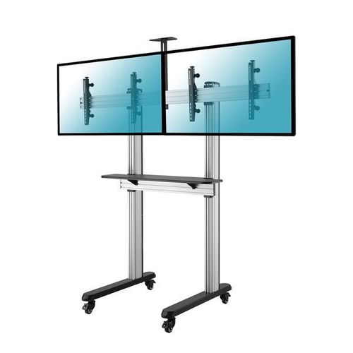 Support sur pieds visioconférence pour 2 écrans TV 45''-55'' - A roulettes