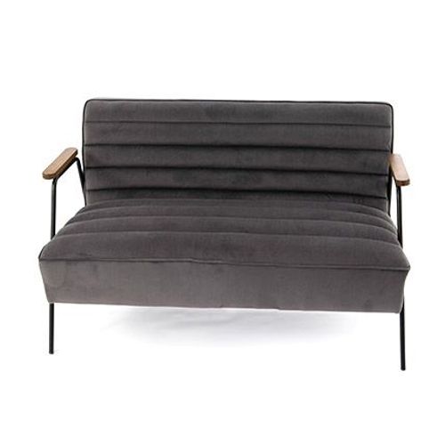 Canapé 2 Places 123x76x73 Cm En Tissu Velours Gris Foncé