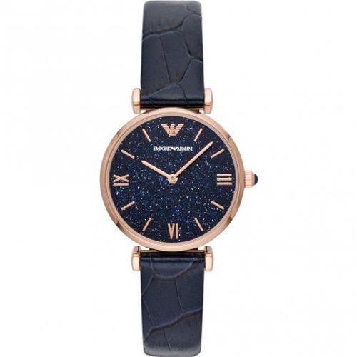 Emporio Armani Ar11424 Gianni T-Bar Montre 32 Mm Bleu / Or Rose