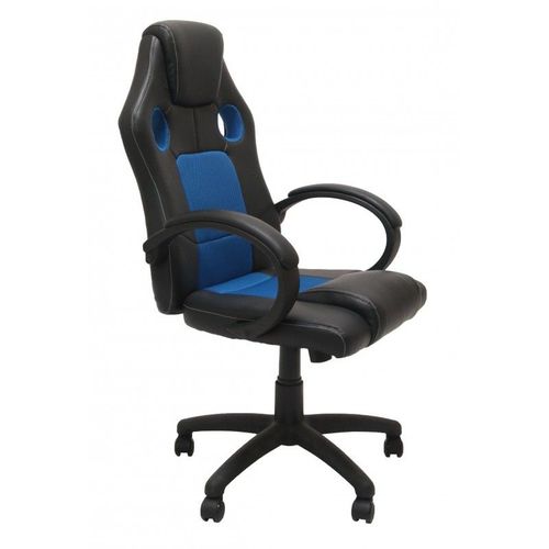 Ensi - Fauteuil De Bureau Pivotant - Dossier Inclinable - Hauteur Réglable - Similicuir + Tissu - Bleu