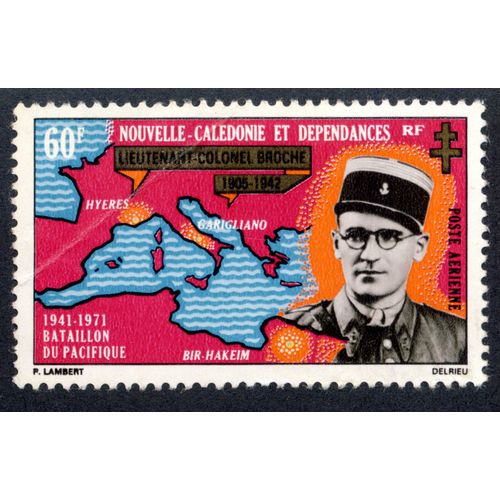 Timbre Nouvelle Calédonie Et Dépendances,Rf,Lieutenant-Colonel Broche,1905-1942,Poste Aérienne,60f