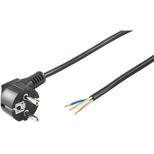 goobay - Câble d'alimentation - power CEE 7/7 (M) incliné pour fil dénudé - 250 V - 10 A - 3 m - noir